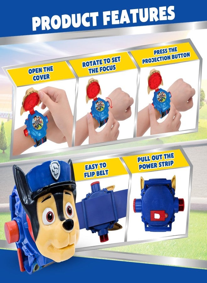 Wembley Paw Patrol Digital Projector Watch for Kids| Fun Learning Birthday Gift| Toy Watch for Boys and Girls| Shows Time, Date & Month| with Soft Silicone Strap- Chase - Image 2